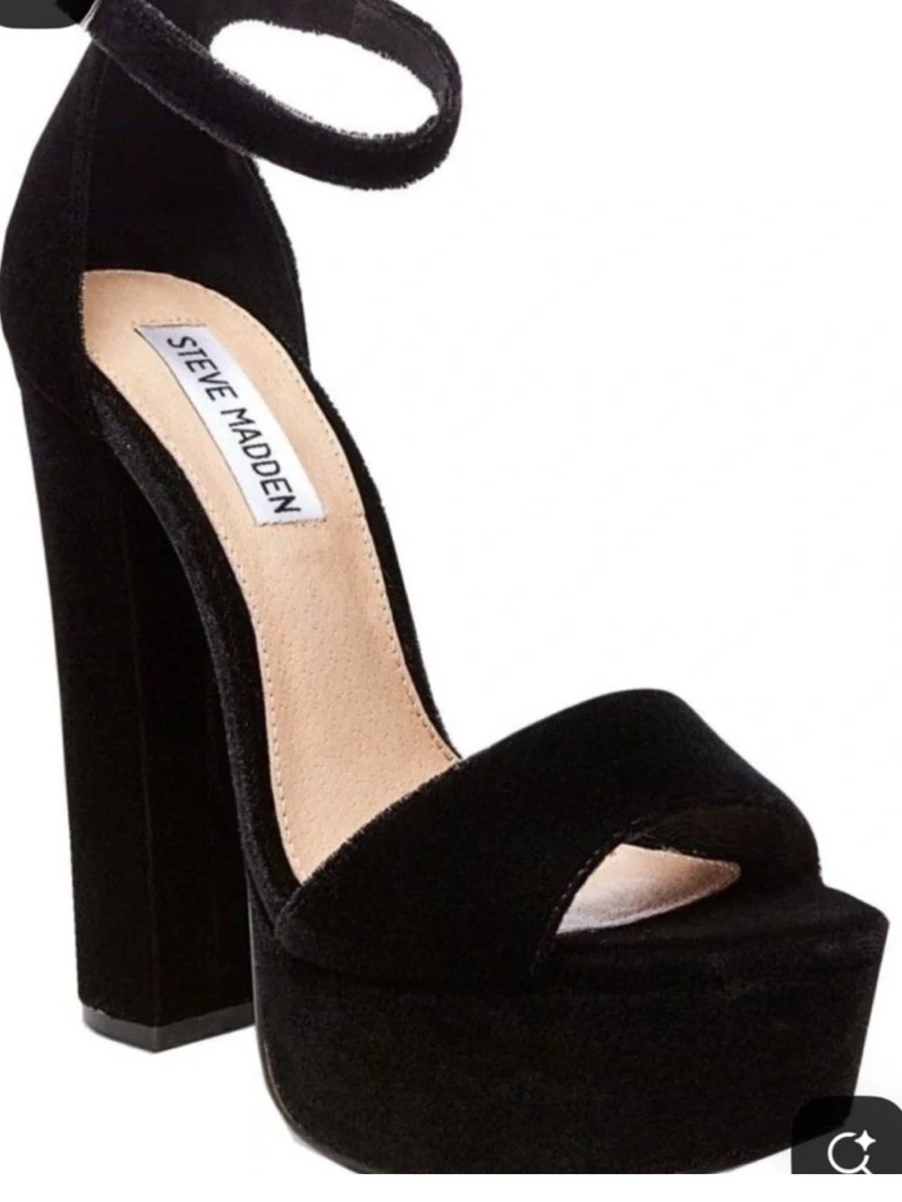 Steve Madden Black Velvet Platform Ankle Strap Heels size 8.5
